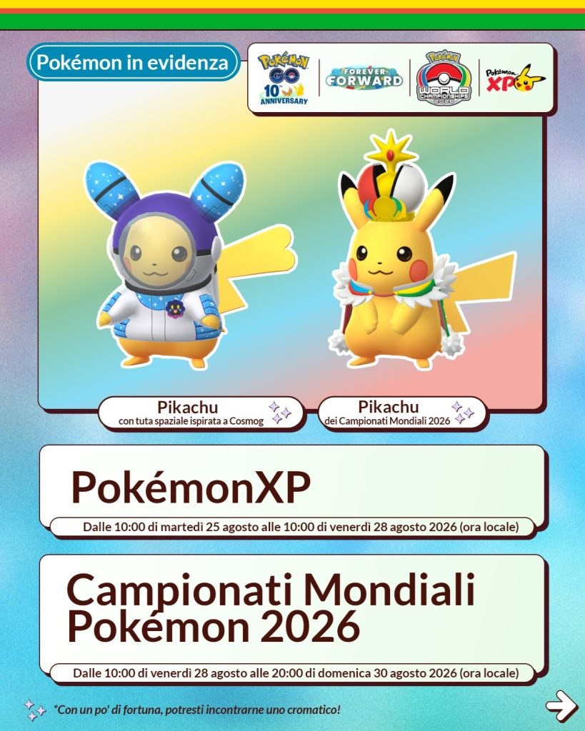Pikachu Pokémon GO Mondiali 2026