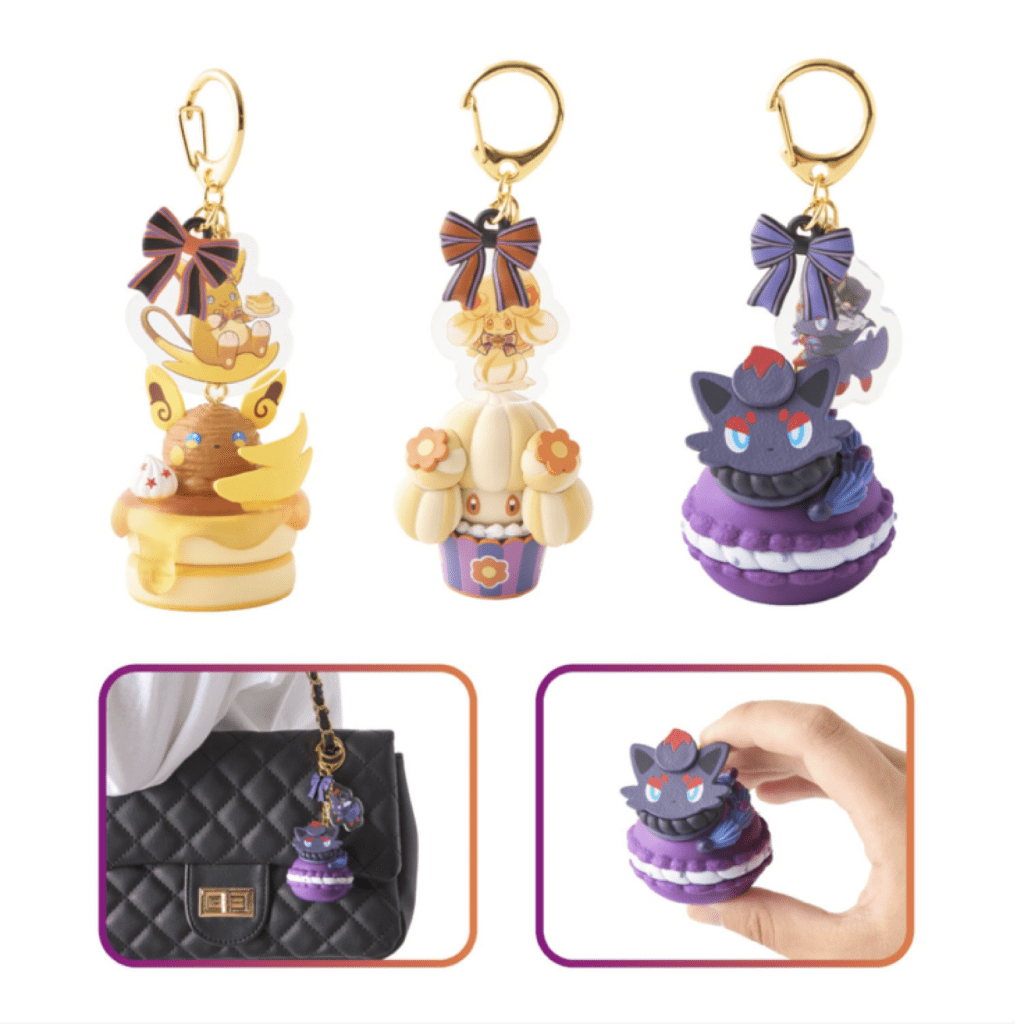 Portachiavi con statuetta di Raichu di Alola, Zorua e Alcremie. Collezione "Pokémon Magic Hour Illusion!" del Pokémon Center