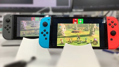 Chat di gioco iniziale in esecuzione su un prototipo speciale di Nintendo Switch.