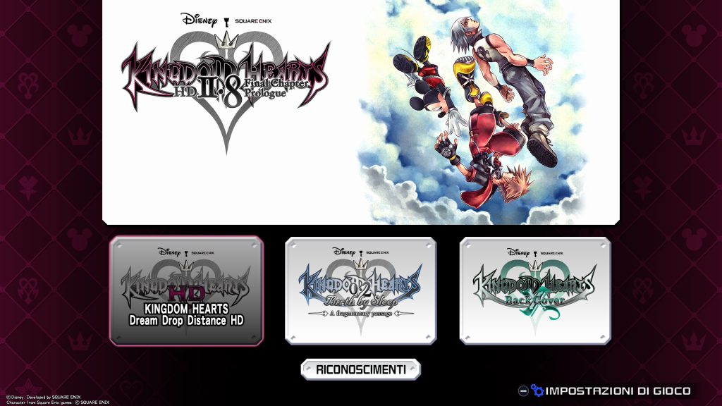 Menù di Kingdom Hearts HD 2.8 Final Chapter Prologue