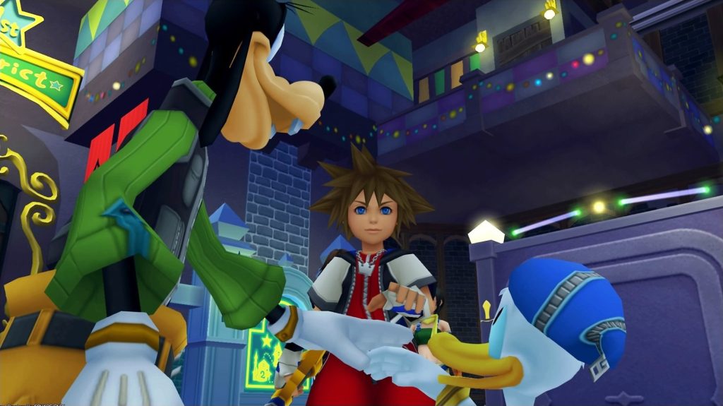 Cutscene di Kingdom Hearts con Sora, Pippo e Paperino