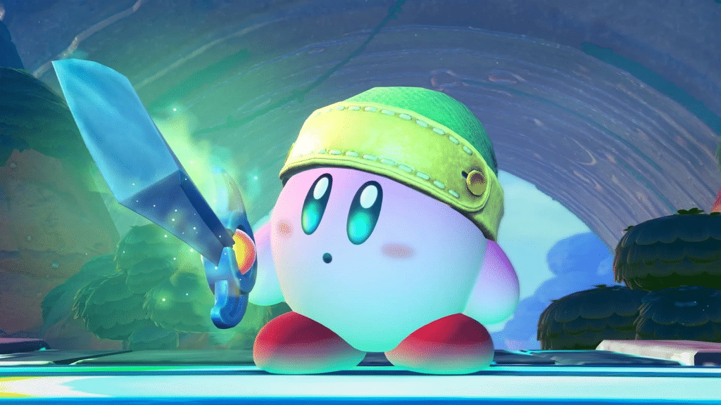 Kirby con la spada in Kirby and the World Beyond, Nintendo Switch 2