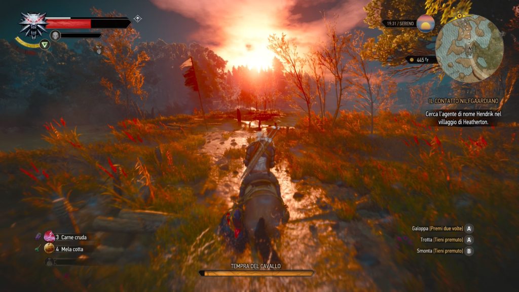 the witcher 3 geralt e rutilia tramonto